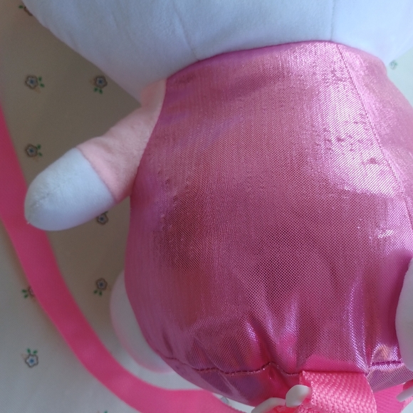 Hello Kitty Plush Backpack with shiny pink overalls NWT - Picture 5 of 5